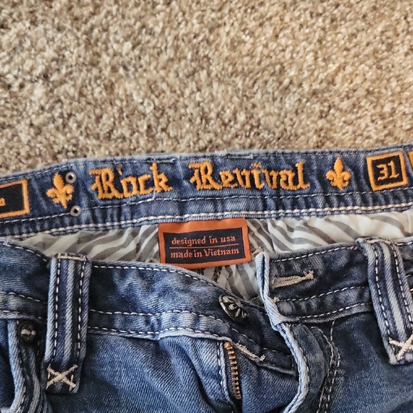 Rock Revival Indigo Jeans with Orange Accents - Picture 1 of 6